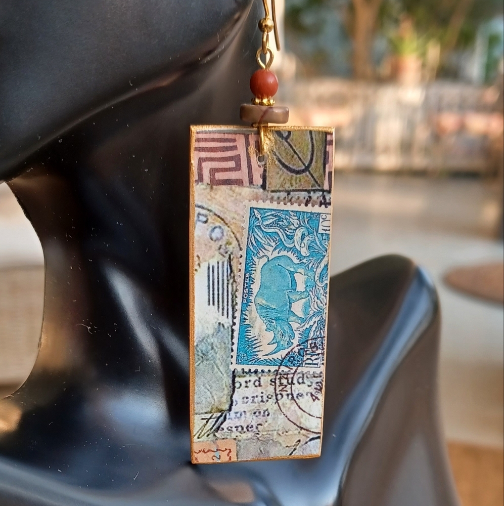 SOLD Rectangle Paper Earrings
